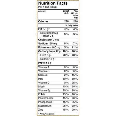 Oatmeal Crisp Maple Nut Flavour, Cereal, 460g/16oz Nutrition Facts