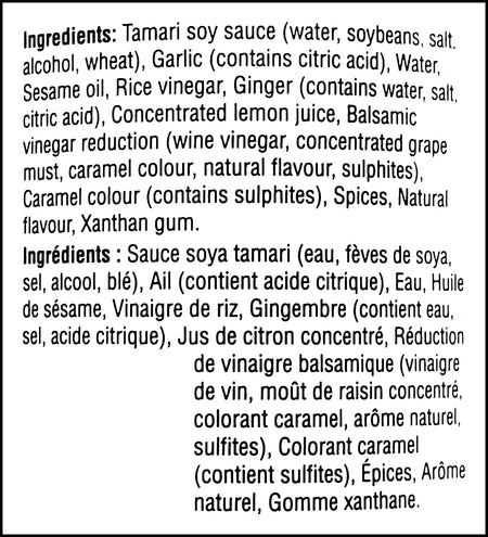 PC Memories Of Kobe Tamari Garlic Sauce 350ml/11.8 oz., ingredients label