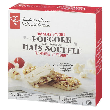 PC Raspberry & Yogurt Popcorn Bars - 125g (4.4oz) Left Side Of The Box