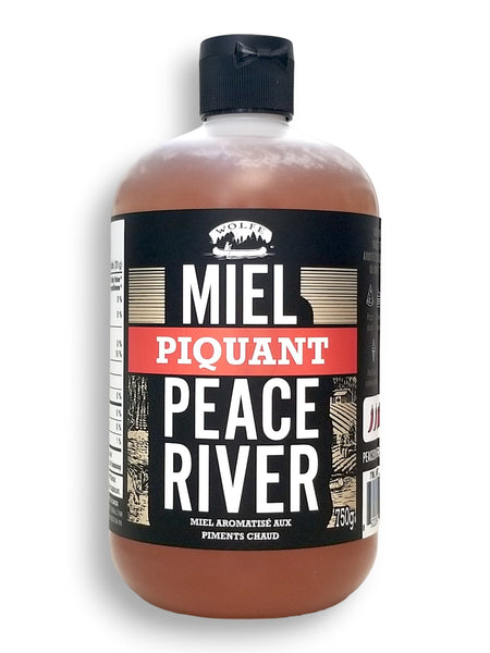 Peace River Hot Honey, Chilli Flavored, 750g/26.5 oz., Bottle, back of bottle.