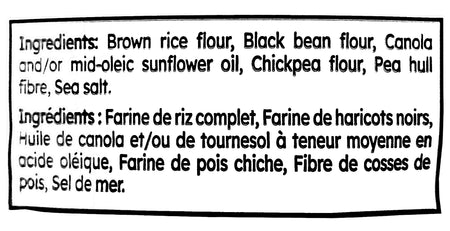 Project Nice Black Bean Veggie Snacks, Sea Salt Flavor, 170g/6 oz., Bag, ingredients label.