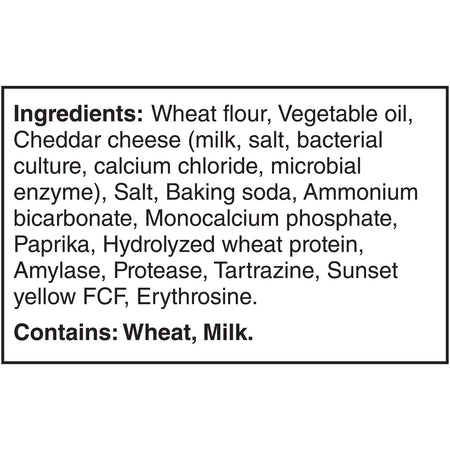 Ritz Cheese Bits Cheddar Flavoured Crackers, 200g/7 oz. Ingredients