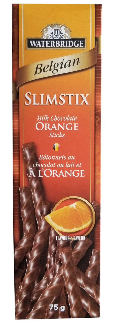 Waterbridge Belgian Slimstix, Milk Chocolate Orange Sticks, 75g/2.6 oz. Box {Imported from Canada}