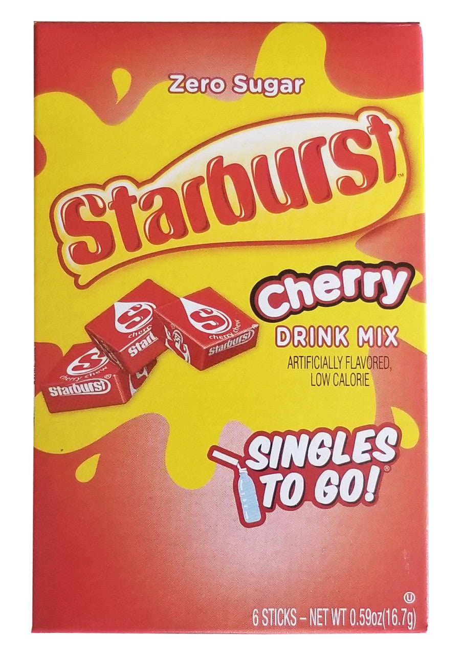 Starburst Zero Sugar Cherry Flavored Drink Mix, 6 packets, 16.7g/0.6 oz. Box {Imported from Canada}