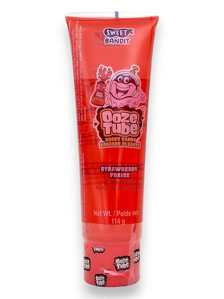 Sweet Bandit Ooze Tube Liquid Candy, One Tube 114g/4 oz. - Front of Strawberry Flavored Tube