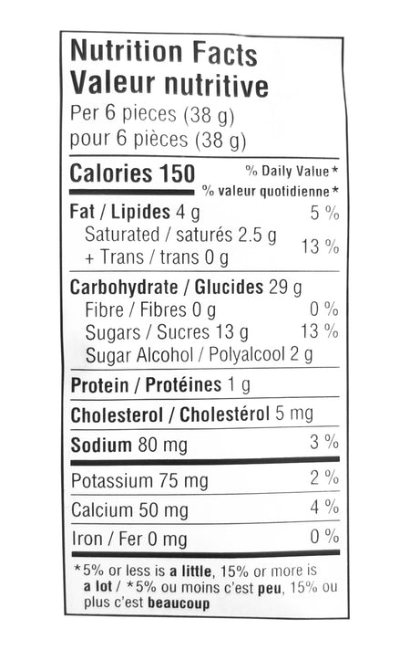Werther's Original Caramel Apple Flavored Soft Caramels, 250g/8.75 oz. Bag Nutrition Facts