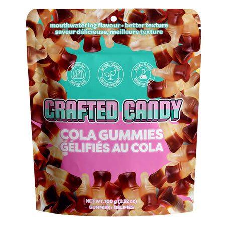 Crafted Candy Cola Gummies 100g, front of bag.