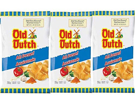 Old Dutch All Dressed Potato Chips (3-Pack) 255g/9oz, Bags, {Imported from Canada}
