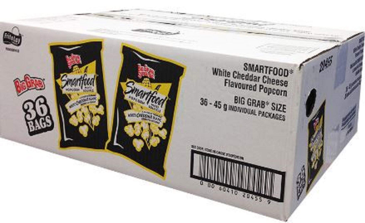 Big Grab Smartfood Popcorn,White Cheddar Cheese Flavor (36ct x 45g/1.6oz) (Imported from Canada)