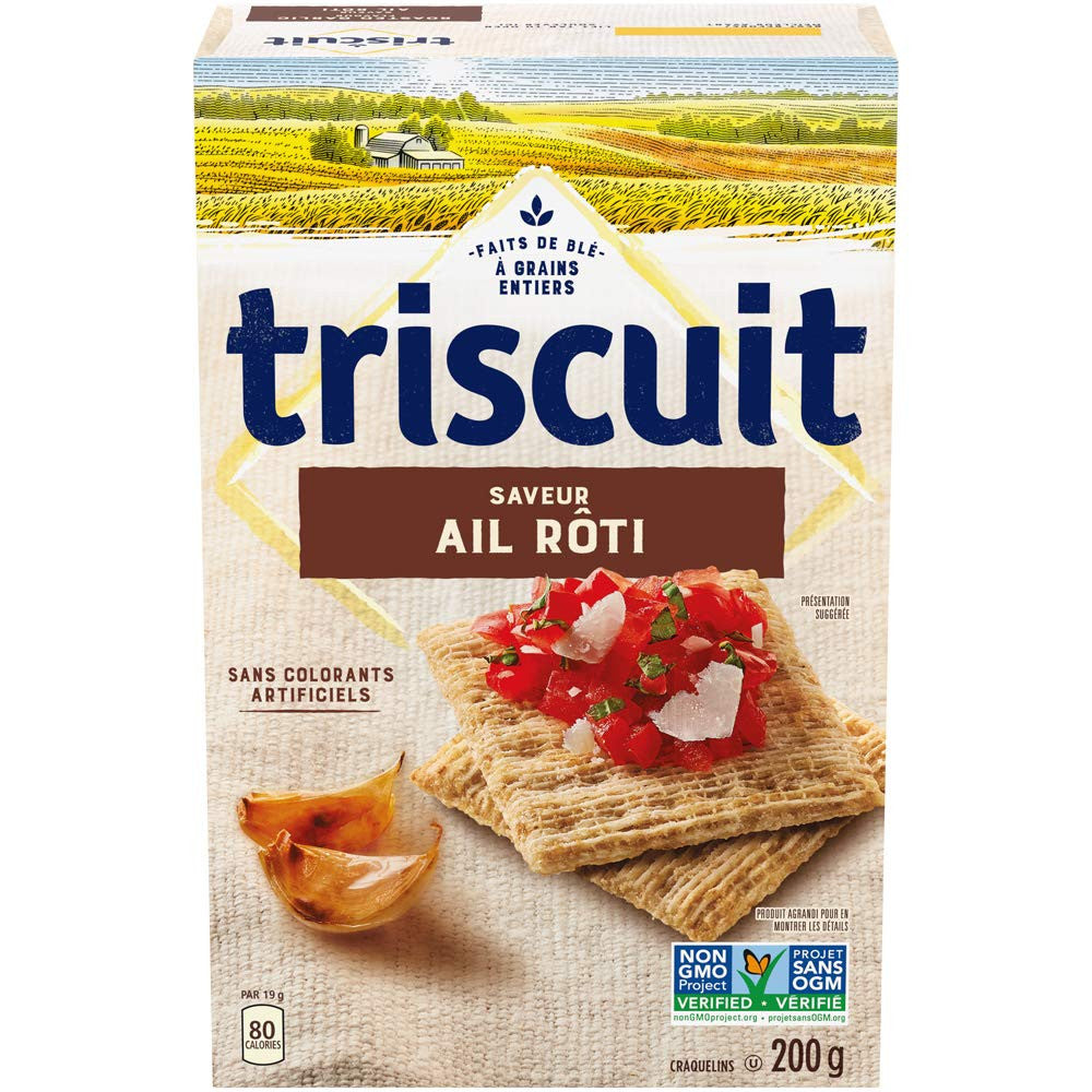 Christie TRISCUIT Roasted Garlic Crackers, 200g/7.1 oz., {Imported from Canada}