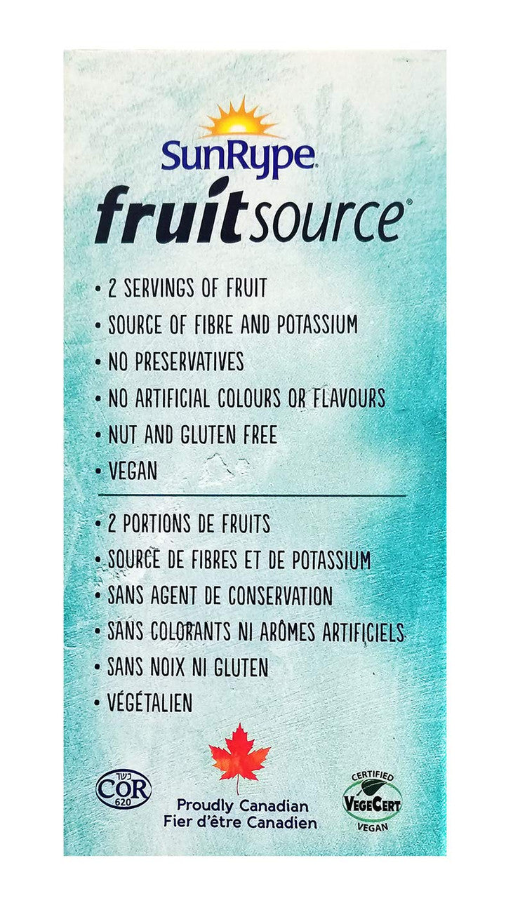 Sunrype Fruit Source - 100% Fruit Bar, 30ct x 37g bars, 3 Flavours, (Imported from Canada)