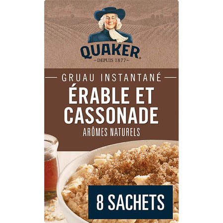 Quaker Instant Oats Maple and Brown Sugar Oatmeal, 8ct, 344g/12.1oz., {Imported from Canada}