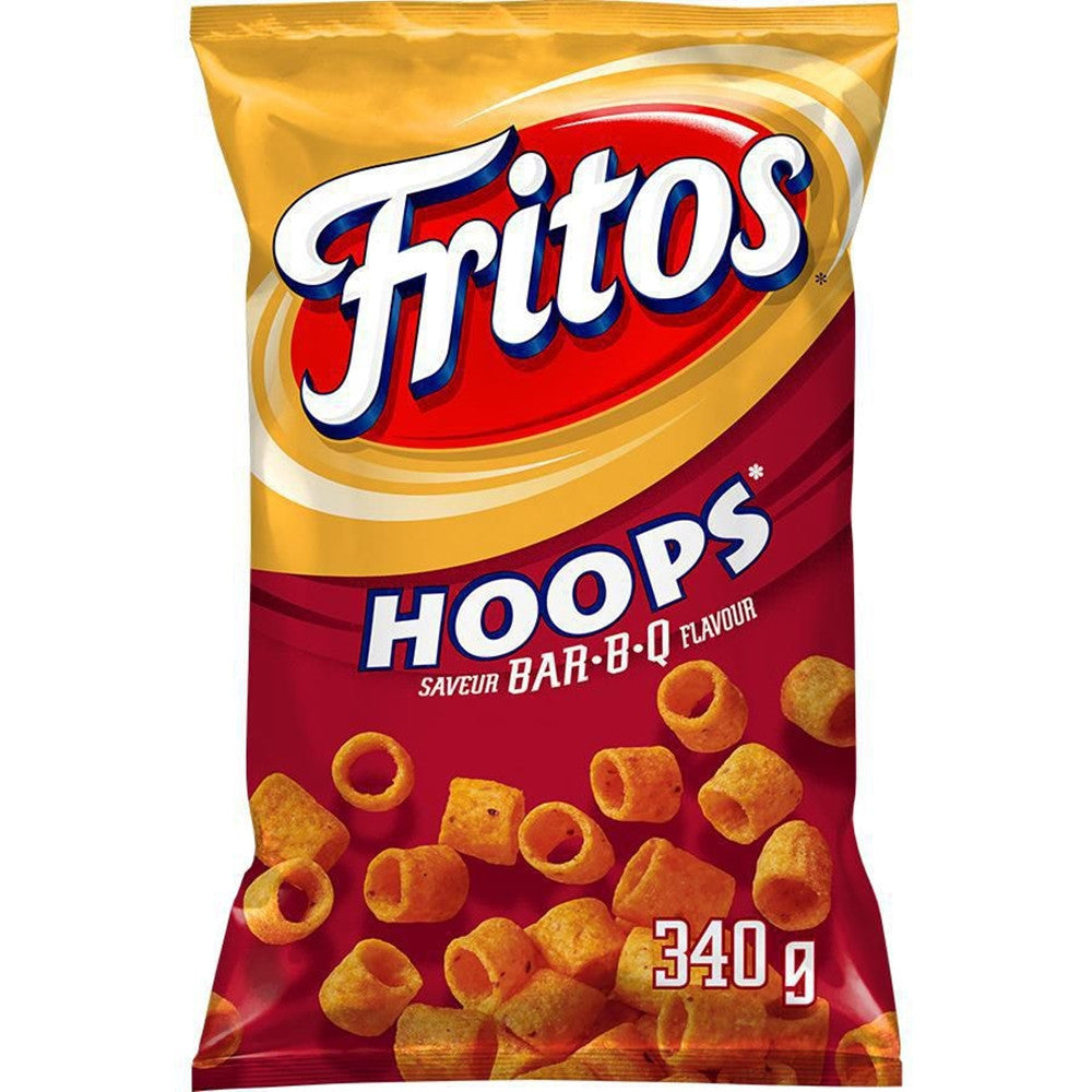 Fritos Hoops BAR-B-Q Corn Chips, 340g/12 oz., Bag, {Imported from Canada}