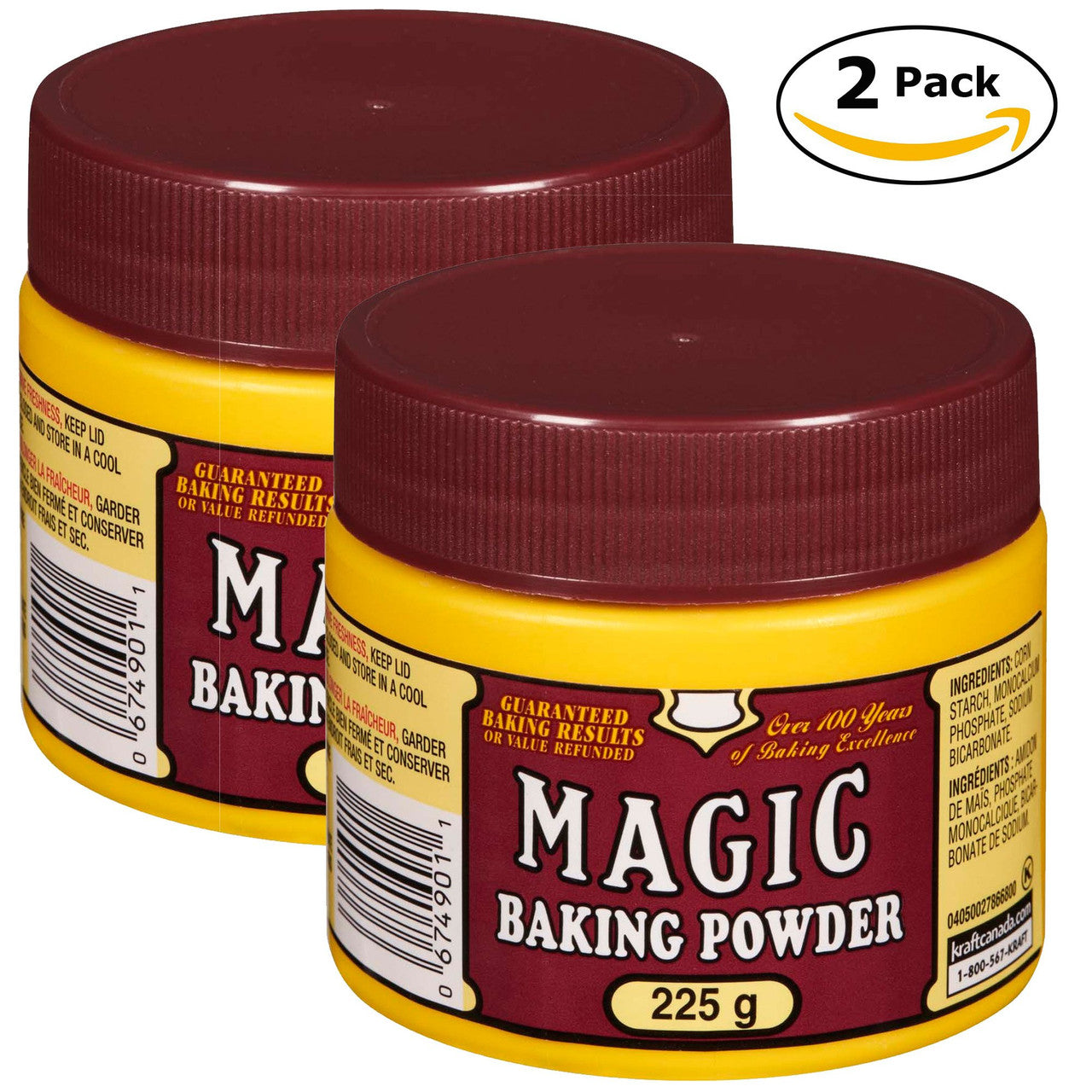 Magic Baking Powder 225g/7.9oz, 2ct, Total 450g/15.9oz, (Imported from Canada)