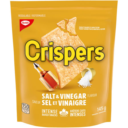 Christie Crispers, Salt & Vinegar Crackers, 145g/5.1 Ounce, (12 Pack), {Imported from Canada}