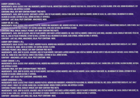 Cadbury 16 Full size Chocolate Bars Variety Pack - Wunderbar, Caramilk, Mr.Big, Crunchie, Crispy Crunch 816 g