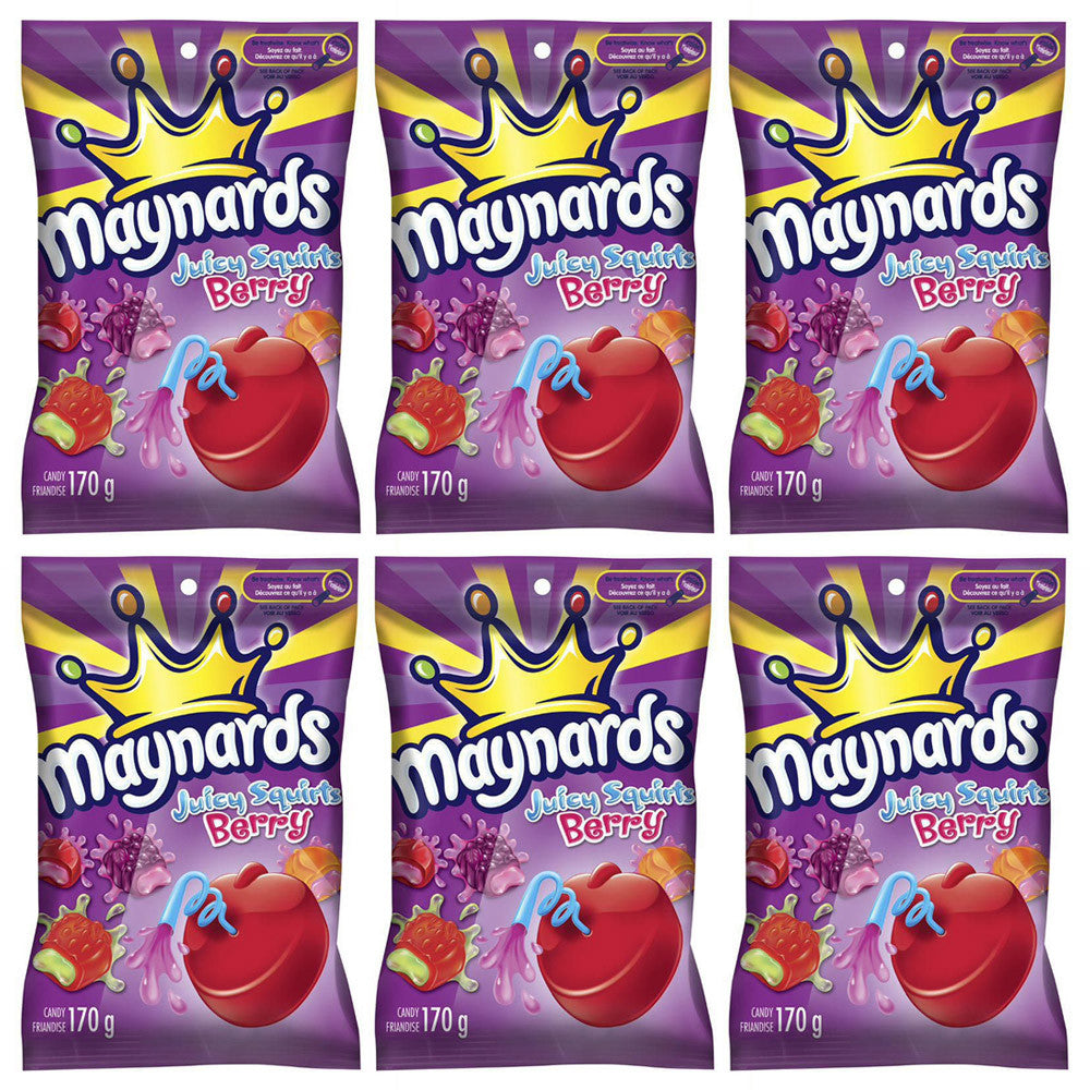 Maynards Juicy Squirts Berry, Gummy Candy, 170g/6oz., (6 Pack), {Imported from Canada}