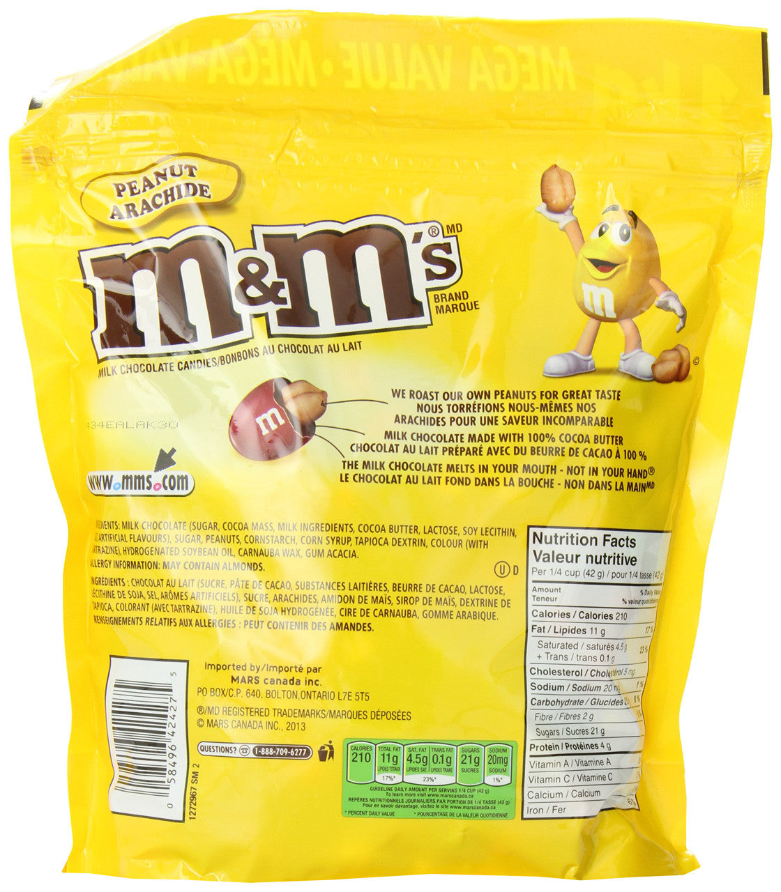 M&M's Peanut Candies, Celebration Size, Stand up Pouch, 1kg/35oz.(Imported from Canada)