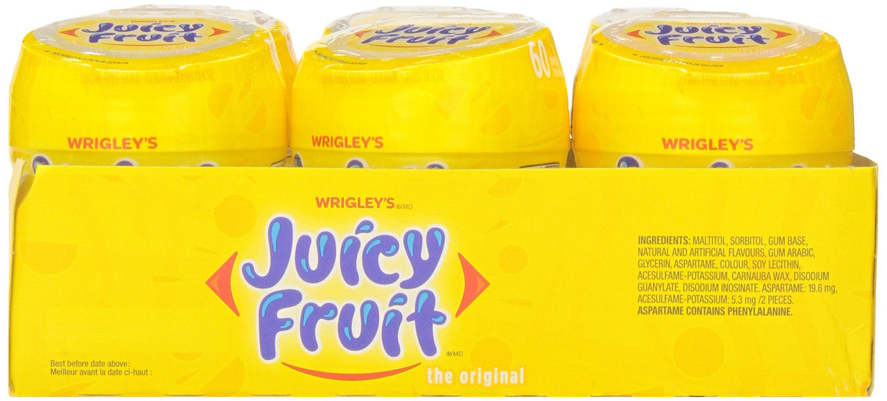 Juicy Fruit Sugar-Free Gum, 6x60ct, 360 Pieces {Imported from Canada}