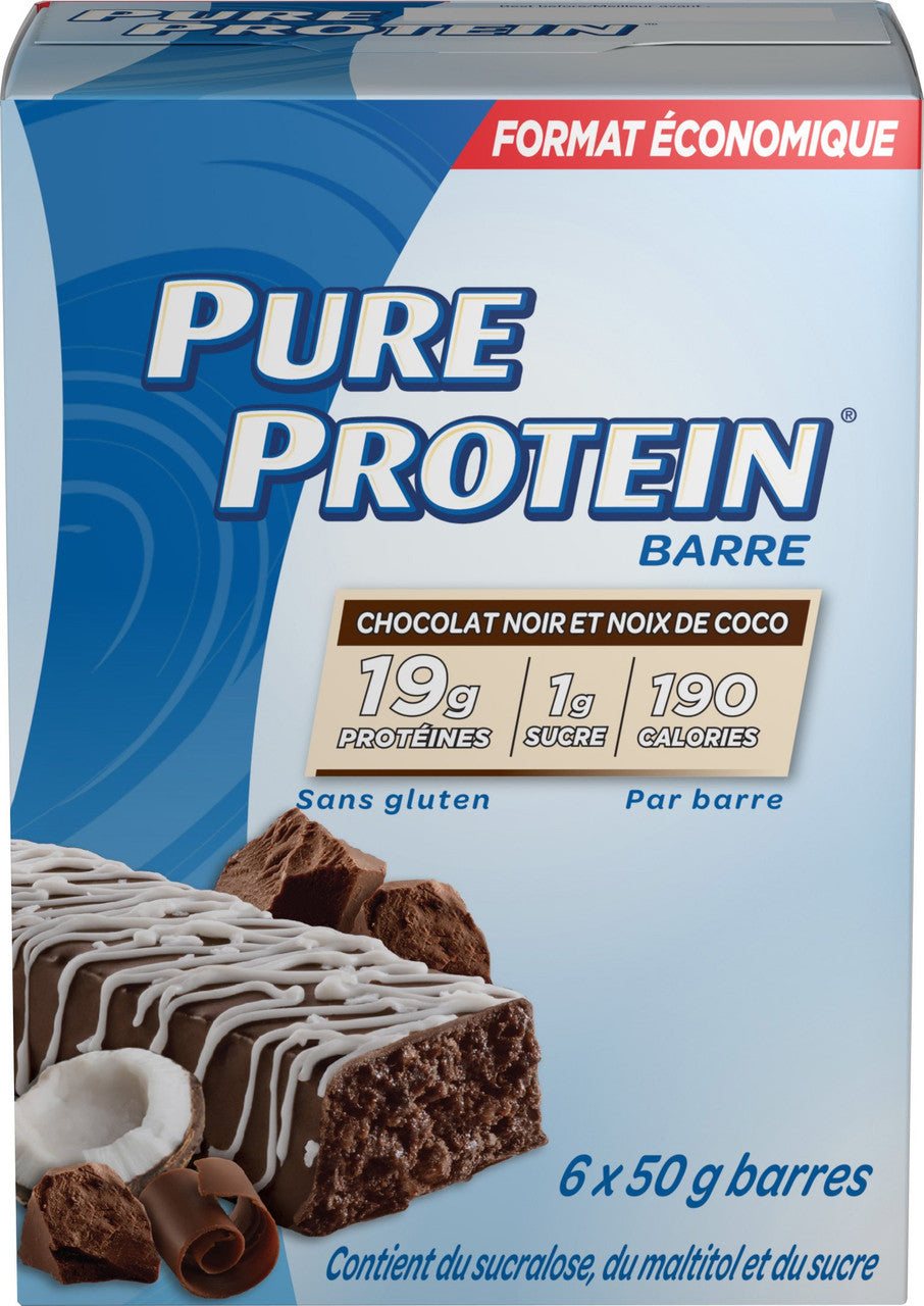Pure Protein Bars, Gluten Free, Dark Chocolate Coconut, 50g/1.8oz., 6ct, {Imported from Canada}