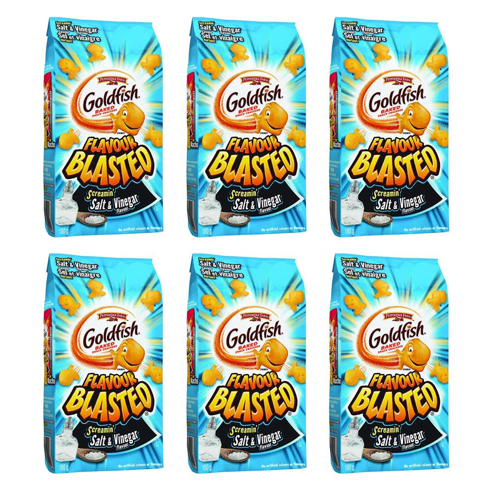 Pepperidge Farm Goldfish Flavour Blasted Salt and Vinegar, 180g/6.34oz, 6-Pack {Imported from Canada}