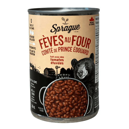 Sprague Prince Edward Country Baked Beans, Ready to Eat, 398ml/13.5 oz., Can, back of can.