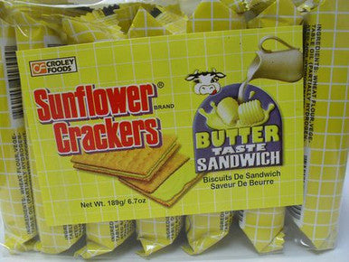 Croley Foods Sunflower Crackers, Butter Taste Sandwich 6.7 oz /189g - {Imported from Canada}
