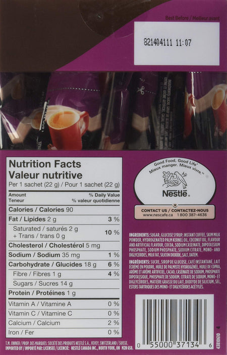 Nescafe Sweet & Creamy Instant Mocha Coffee 18 x 22g from Canada