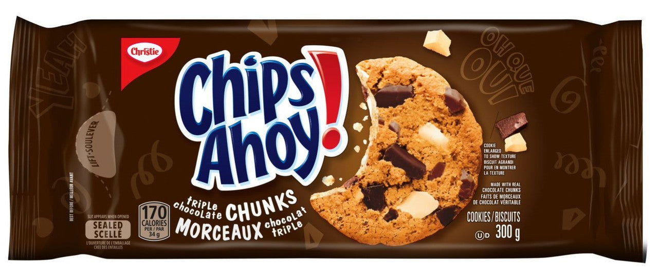 Christie Chips Ahoy Triple Chocolate Chunks Chocolate Chip Cookies 300g/10.58oz {Imported from Canada}