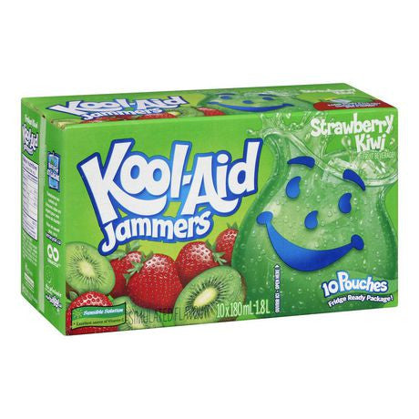 KOOL-AID Jammers Strawberry-Kiwi Juice, 10ct, 180ml, {Imported from Canada}