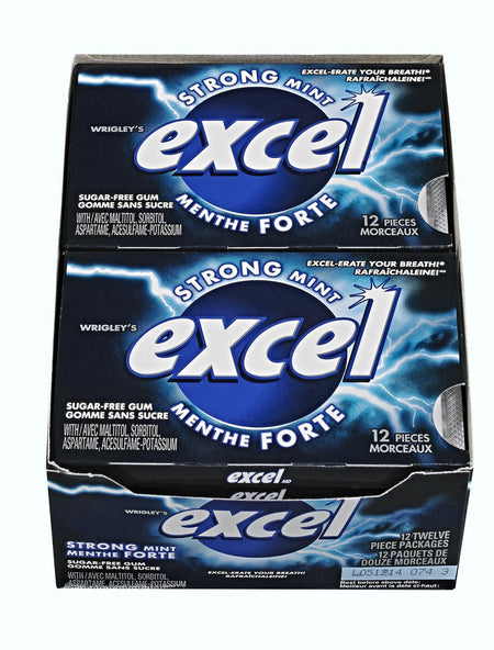 Excel Sugar-Free Gum, Strong Mint, 12 Count {Imported from Canada}