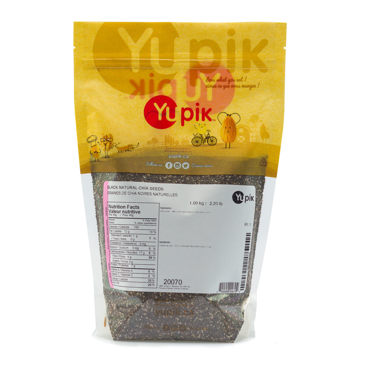 Yupik Natural Black Chia Seeds, 1Kg/2.2 lbs., {Imported from Canada}