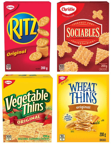 CHRISTIE Entertainment Crackers Variety Pack, 4 Packs, 800g/28.2 oz., {Imported from Canada}