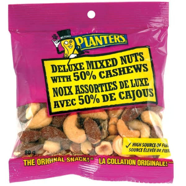 Planters Deluxe Mixed Nuts, 50% Cashews 80g/2.8oz., 12 Pack {Imported from Canada}