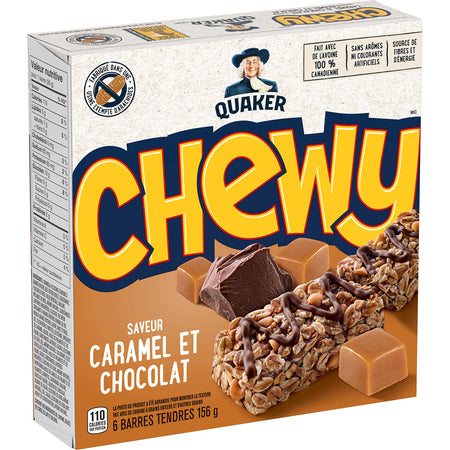 Quaker Chewy Caramel & Chocolate, 6 Bar Pack (Pack of 12) {Imported from Canada}