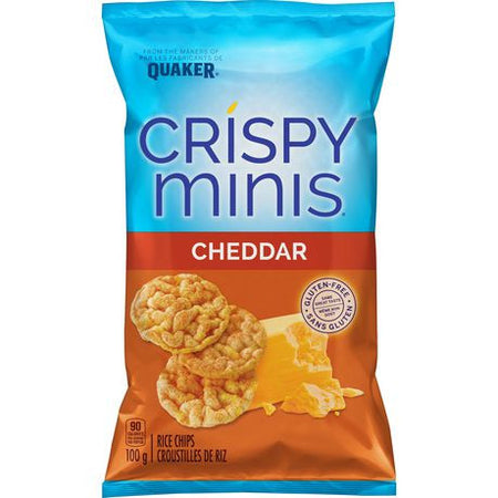 Quaker Crispy Minis Rice Chips Cheddar 100g/3.5 oz., {Imported from Canada}