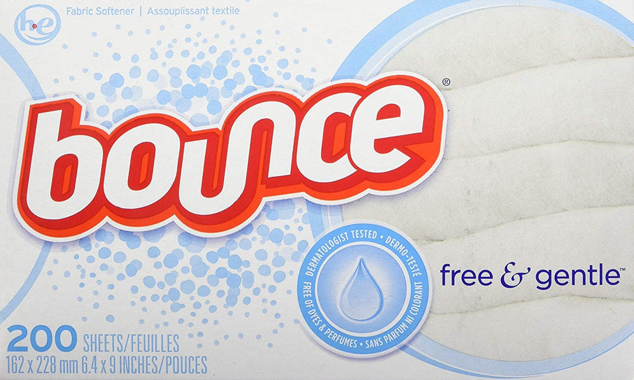 Bounce Fabric Softener Dryer Sheets Free & Gentle 200 Count {Imported from Canada}