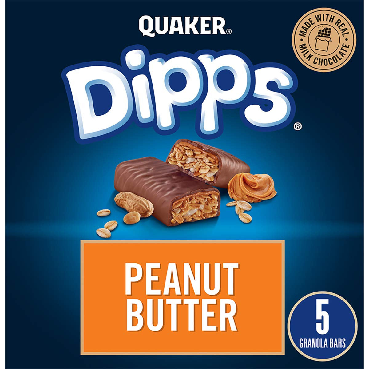 Quaker Dipps Peanut Butter Granola Bars, 5 Bar Pack (Pack of 12) {Imported from Canada}