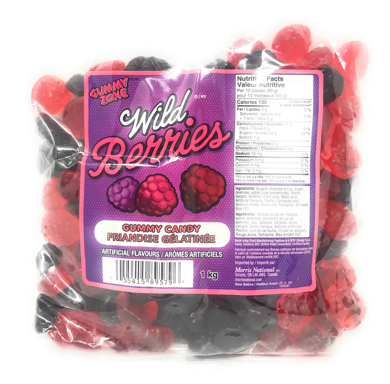 Gummy Zone Wild Berries Gummy Candy - 1kg/2.2lbs bag, (Imported from Canada)
