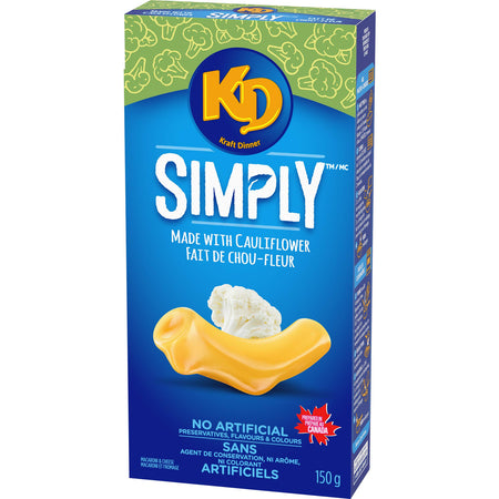 Kraft Dinner Simply Macaroni & Cheese with Cauliflower, 150g/5.3 oz., (12 Pack) {Imported from Canada}