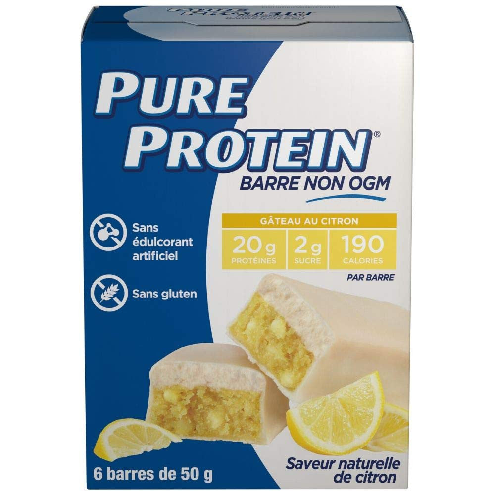 Pure Protein Bars, Non-Gmo, Lemon Cake Flavor, Value Pack, 50g, 6 count Box, {Imported from Canada}