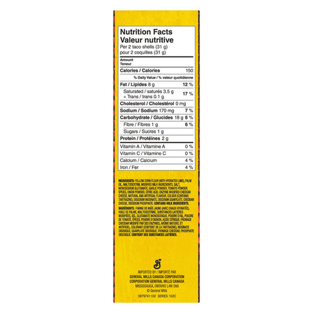 Old El Paso Gluten Free Cheesy Blasted Taco Shells 153g/5.4oz {Imported from Canada}