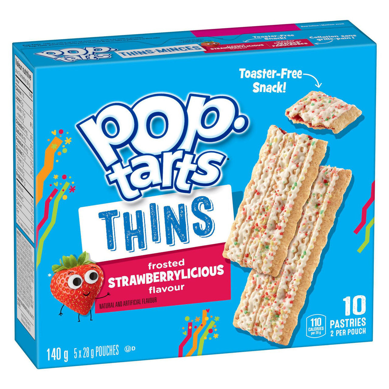 Pop-Tarts Thins, Frosted Strawberrylicious flavour, 140g/4.9 oz., {Imported from Canada}