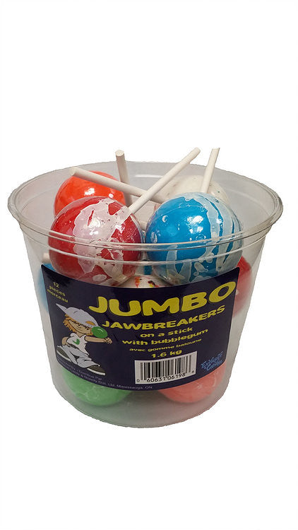 Exclusive Brands Jumbo Jawbreakers on a Stick with Bubblegum, 12ct, 1.6kg/56oz (Imported from Canada)