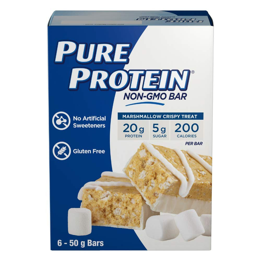 Pure Protein Bars, Marshmallow Crispy Treat Flavour, (6 X 50g/1.7 oz.) Bars, {Imported from Canada}