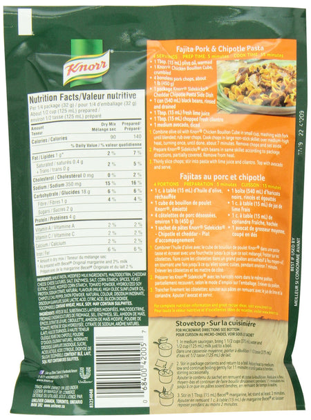 Knorr Side Kicks Cheddar Chiptole Pasta, 124g/4.4 oz., per pack, (Pack of 8) {Imported from Canada}