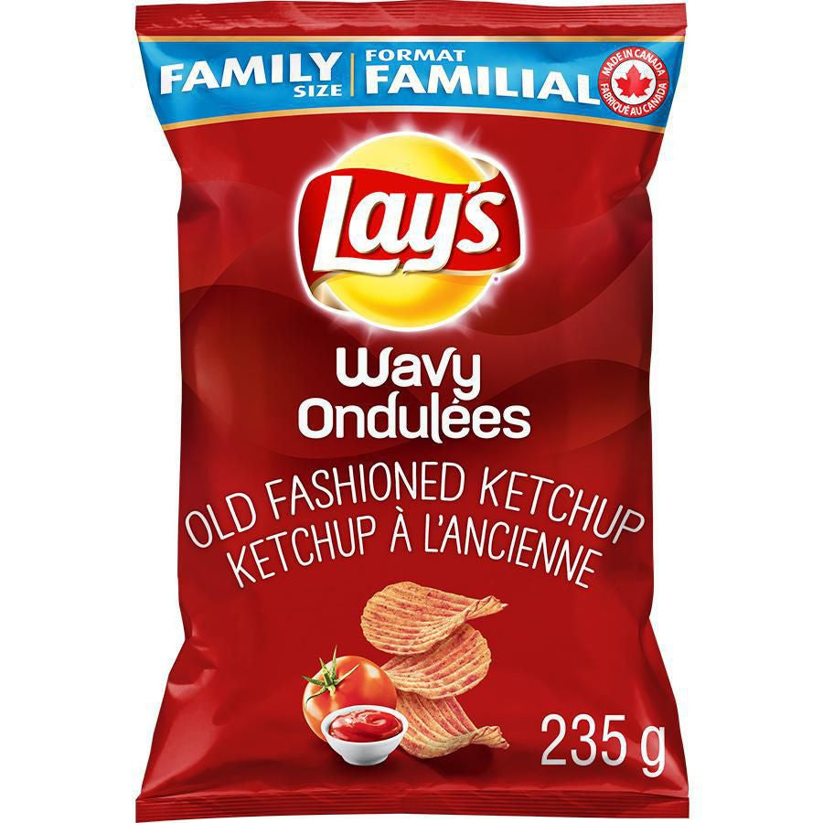 Lay's Wavy Old Fashioned Ketchup Potato Chips, 235g/8.3 oz. Bag, {Imported from Canada}