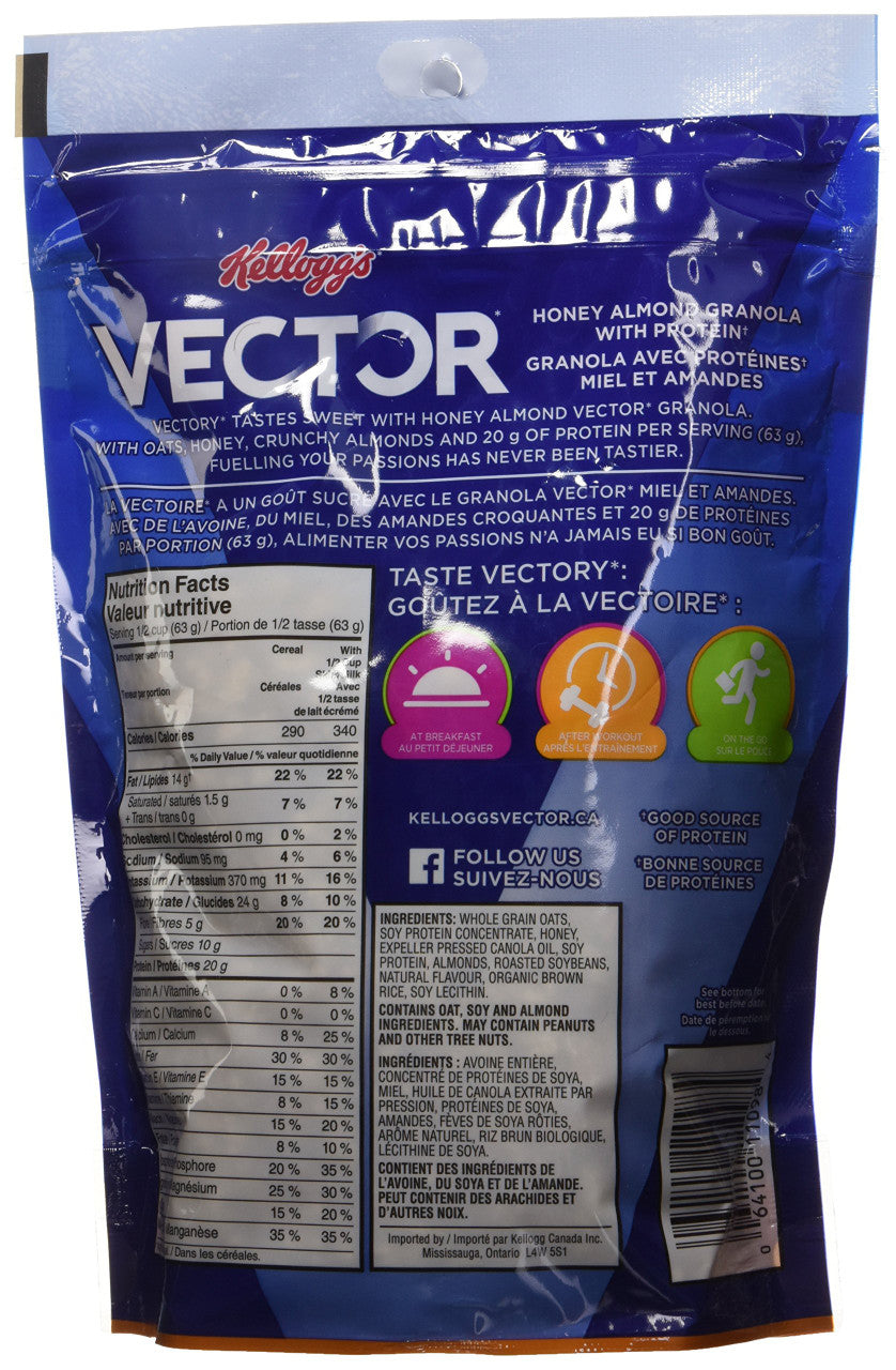 Kellogg's Vector Granola Honey Almond, 317g/11oz, Cereal, (Imported from Canada)
