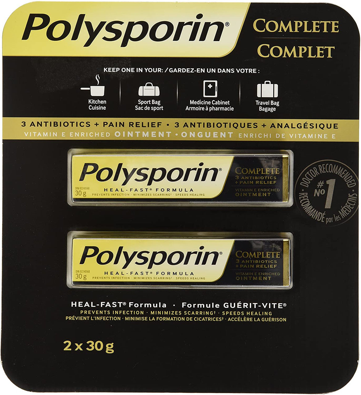 Polysporin Complete, (2 X 30g), 60g, Heal Fast Formula Twin Pack {Imported from Canada}