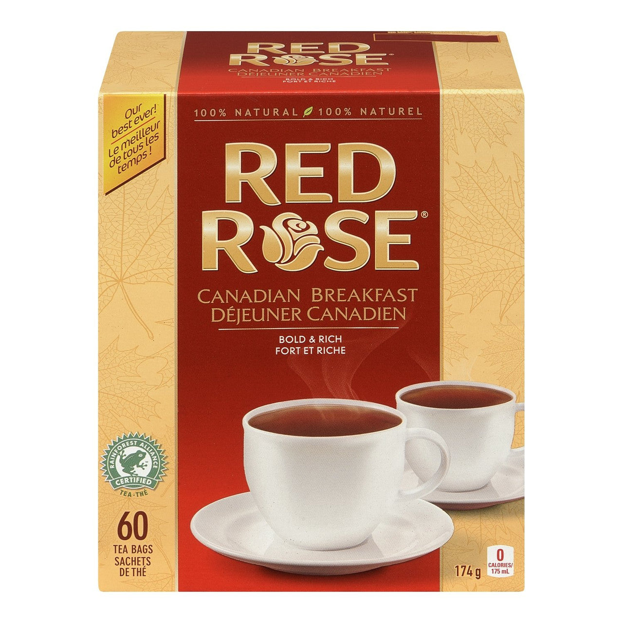 Red Rose Canadian Breakfast Tea - 60 Tea bags {Imported from Canada}